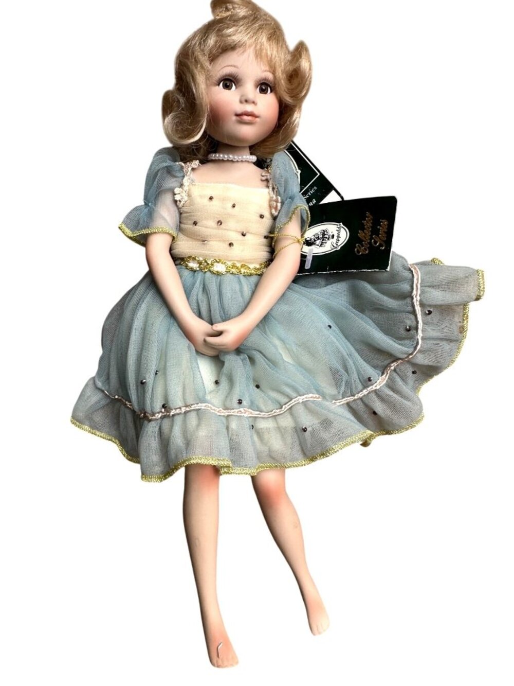 Geppeddo Collector Series Porcelain Doll Tatyana With Blue Dress 2423/2440-02